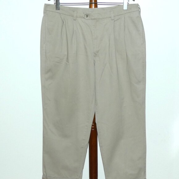 Savane Motion Tan Khaki Pleated Cuffed Pants - Picture 2 of 6